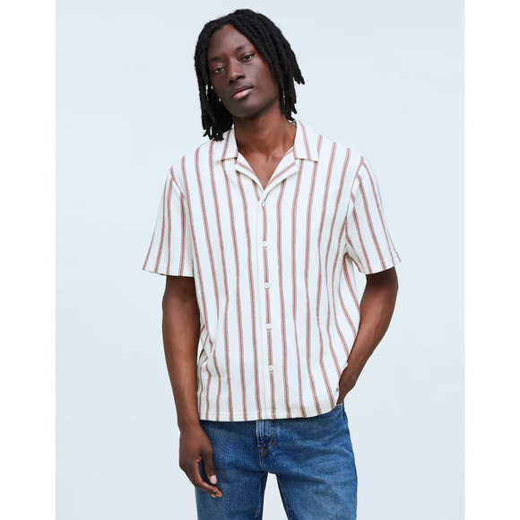 Madewell Easy Short-Sleeve Shirt in Stripe Jacquard L - Picture 1 of 7